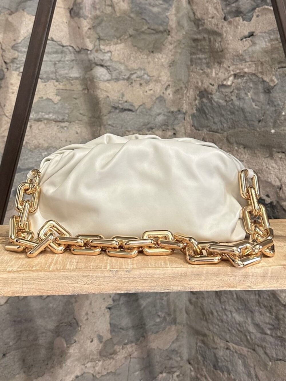 Bottega Veneta Beige Leather The Chain Pouch Clutch